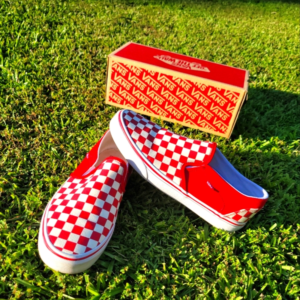 Asher Red and white Checkerboard Vans 9.5W